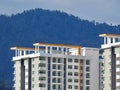 Perak, Malaysia- December 12, 2017 : Closeup of commercial building under construction at Meru, Perak. Selective focus and crop fr Royalty Free Stock Photo