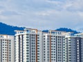 Perak, Malaysia- December 12, 2017 : Closeup of commercial building under construction at Meru, Perak. Selective focus and crop fr Royalty Free Stock Photo