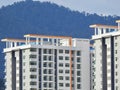 Perak, Malaysia- December 12, 2017 : Closeup of commercial building under construction at Meru, Perak. Selective focus and crop fr Royalty Free Stock Photo