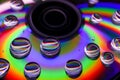 Closeup of a compact disc with rainbow color reflection and water drops Royalty Free Stock Photo