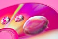 Closeup of compact disk with big water droplets Royalty Free Stock Photo