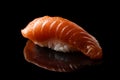 Closeup composition of fresh salmon sashimi sushi on a dark background Royalty Free Stock Photo