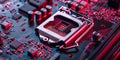 Closeup of computer processor with circuit board showing advanced technology. Concept Technology,