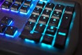 Closeup of computer's keyboard with blue light Royalty Free Stock Photo