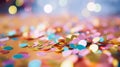 Closeup of confetti scattered on a party table Royalty Free Stock Photo