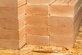 Closeup of construction lumber boards