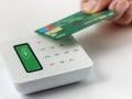 Closeup Contactless payment by credit or debit card succesful payment Royalty Free Stock Photo