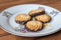 Closeup of cookies on a plate. Tasty biscuit. Sweet dessert. Delicious cookie food