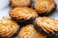 Closeup of cookies on a plate. Tasty biscuit. Sweet dessert. Delicious cookie food