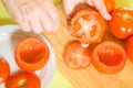 Closeup of cooking stuffed tomato