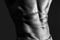 Closeup of cool perfect sexy strong sensual bare torso with abs pectorals and 6 pack muscles and muscular chest black Royalty Free Stock Photo