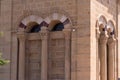 Closeup of a corner of St. Francis Cathedral in Santa Fe, New Mexico, USA Royalty Free Stock Photo