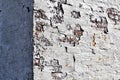 Closeup of old weathered buillding corner at Dyer Cove on Cape Elizabeth, Cumberland County, Maine, New England, US