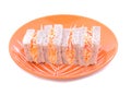 Closeup crab stick sandwich