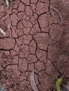 Closeup of a cracked and dirtied ground in a rural field setting