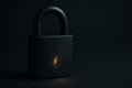 Closeup of cracked matte black padlock with binary code Royalty Free Stock Photo