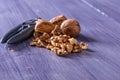 Closeup of cracked walnuts Royalty Free Stock Photo