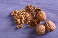 Closeup of cracked walnuts Royalty Free Stock Photo