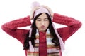 Closeup of cranky girl wearing sweater Royalty Free Stock Photo