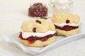 Closeup cream tea scones Royalty Free Stock Photo