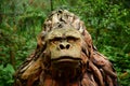 Closeup of creative monkey sculptures in a green forest