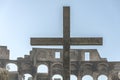 Closeup of the cross inside the Colosseum in Rome, Italy Royalty Free Stock Photo