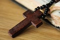 Closeup of cross religious christian