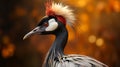 Closeup crowned crane with blurred background