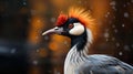 Closeup crowned crane with blurred background