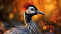 Closeup crowned crane with blurred background