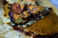 Closeup on a crumb cake stuffed with strawberry marmalade Royalty Free Stock Photo