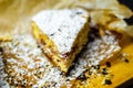 Closeup on a crumb cake stuffed with strawberry marmalade Royalty Free Stock Photo