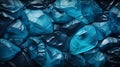 Closeup of crumbled blue garbage bag, trash bag texture