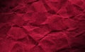 Closeup crumpled dark red color paper texture background, texture. Burgundy ,Red paper sheet board with space for text ,pattern o