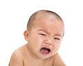 Closeup crying asian baby