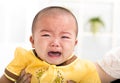 Closeup crying asian baby