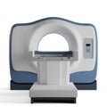 Closeup of a CT scanner against a white background