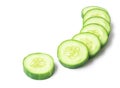 Closeup cucumber sliced on white background, food and vegetable concept Royalty Free Stock Photo