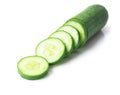 Closeup cucumber sliced on white background, food and vegetable concept Royalty Free Stock Photo