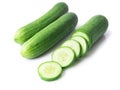 Closeup cucumber sliced on white background, food and vegetable concept Royalty Free Stock Photo