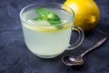 Closeup of Cup of Ginger tea with lemon and mint Royalty Free Stock Photo