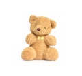 Closeup cute brown bear doll isolated on white background with clipping path Royalty Free Stock Photo