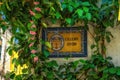 Closeup of cute Street name sign made by tile on the streets of Cartagena de Indias