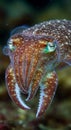 Closeup of a Cuttlefish in Underwater Habitat Royalty Free Stock Photo