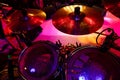Closeup of cymbals on concert stage Royalty Free Stock Photo