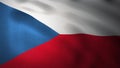 Closeup Czech Flag, Waving in the Wind, 3D Rendering