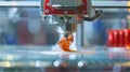 A closeup of a 3D printer in action creating a complex structure out of reconfigurable matter with precision and speed Royalty Free Stock Photo