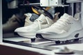 closeup of a 3d printer printing shoe prototypes Royalty Free Stock Photo