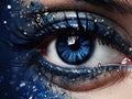 Closeup Dark Blue Eye with Sparkle - AI Generated