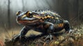 Closeup of a Dark Brown and Yellow Toad in a Forest Setting Royalty Free Stock Photo